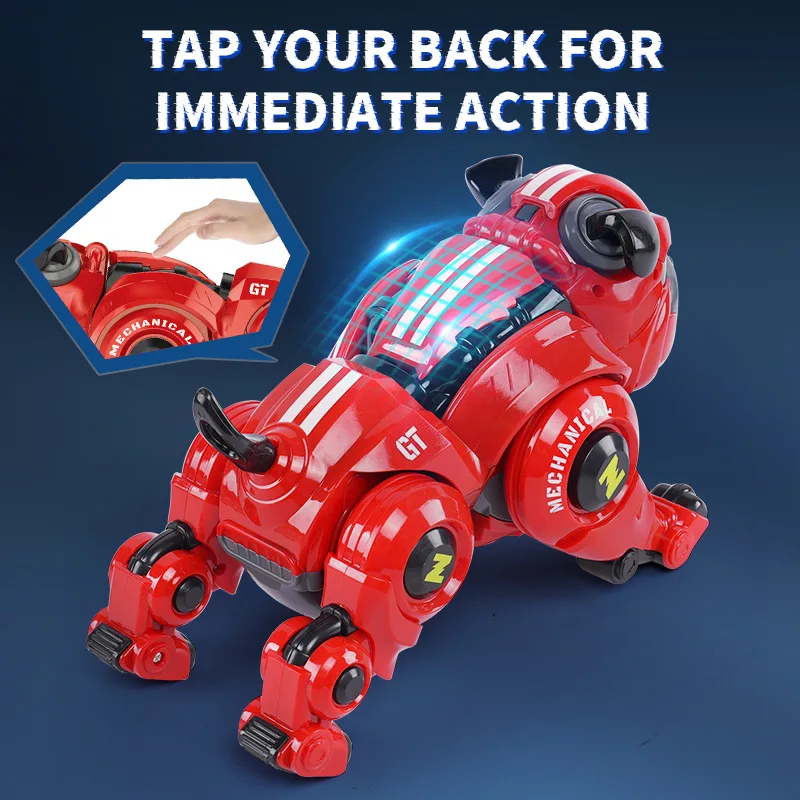 Electric Robot Bull Dog Toy Intelligent Voice Control Simulation Bulldog Mechanical Dog Cool Technology Pets Toys