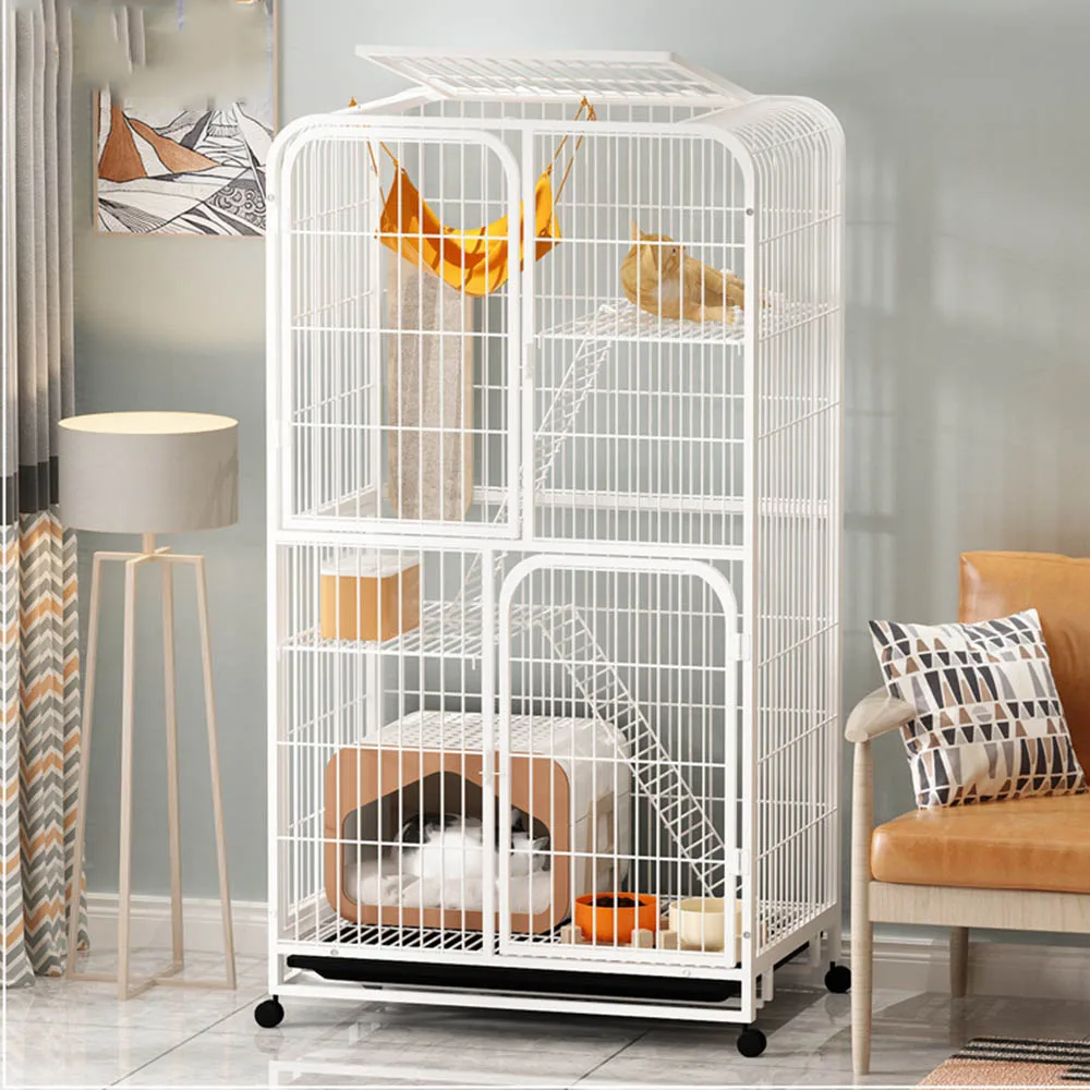Steel wire cat cage in white colour