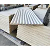 New Design Beige Travertin Wands Curve Fluted Marble Tile Stone Concave