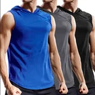 Vest Black Wholesale Men Sports Tank Top Custom Muscle Fitness Hoodie Vest Men's Black Tank Top