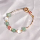 Red Stone 2021 New Red And Green Strawberry Crystal Cat's Eye Stone Lady Bracelet