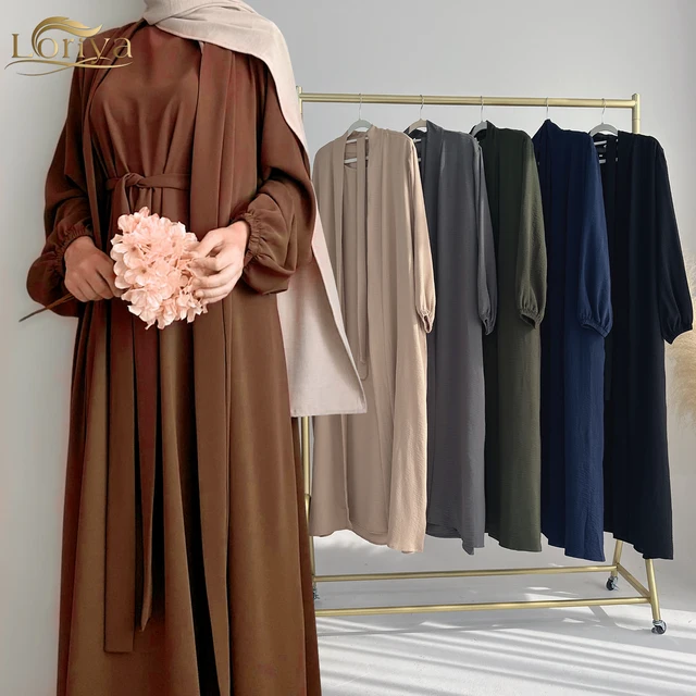Loriya 2024 Wholesale Latest EID Ramadan Islamic Clothing Traditional 2 Piece Abaya Set Plain Abaya Women Muslim Dress
