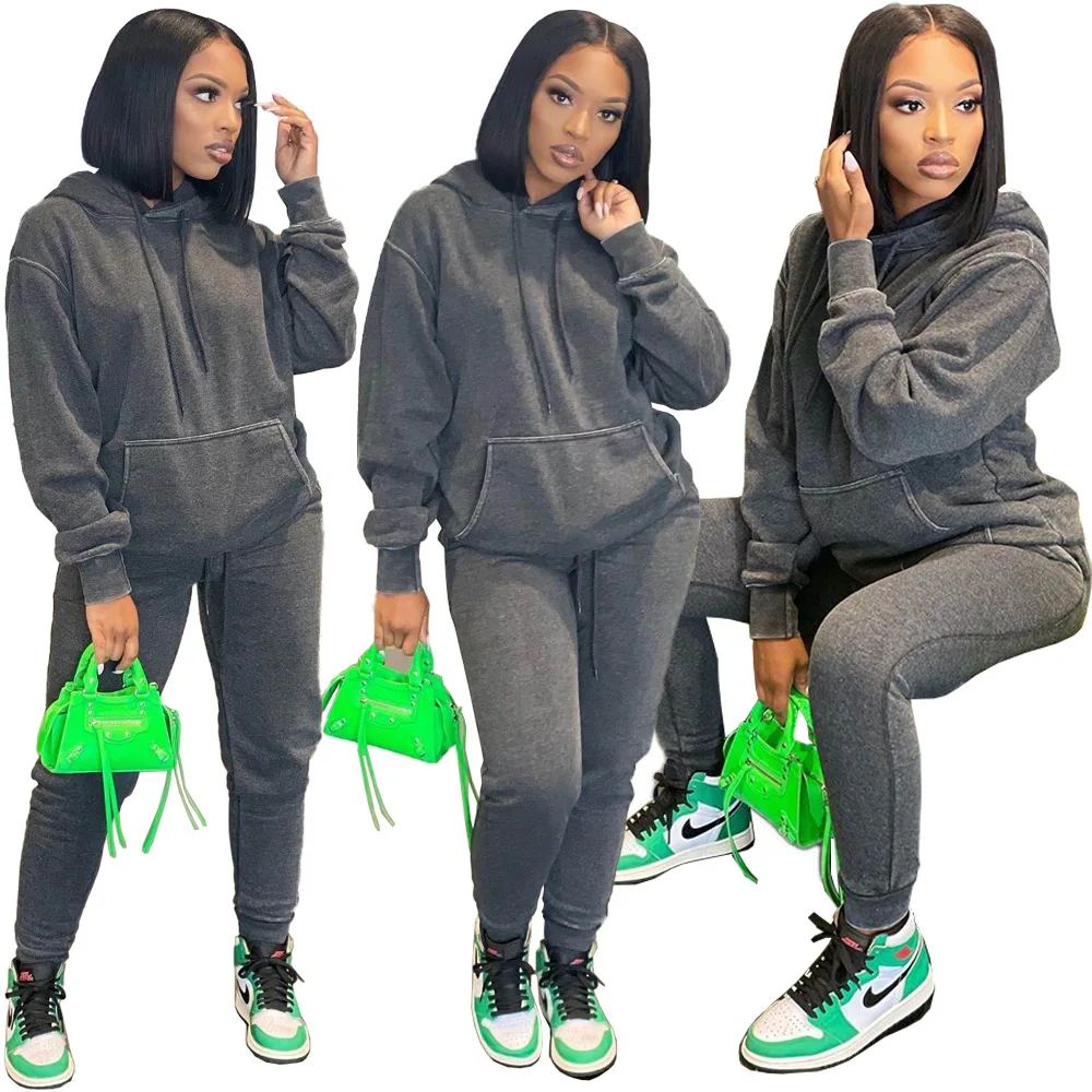 Casual Solid Plus Size Women Pullover Hoodie Pockets Sweatpants Sport  Jogger Sweatsuit Two Piece Tracksuit Set - Buy Tracksuits Outfits 2 Piece  Jogger Fitness Set,Women Tracksuit Two Piece Set,Hoodie Set For Women