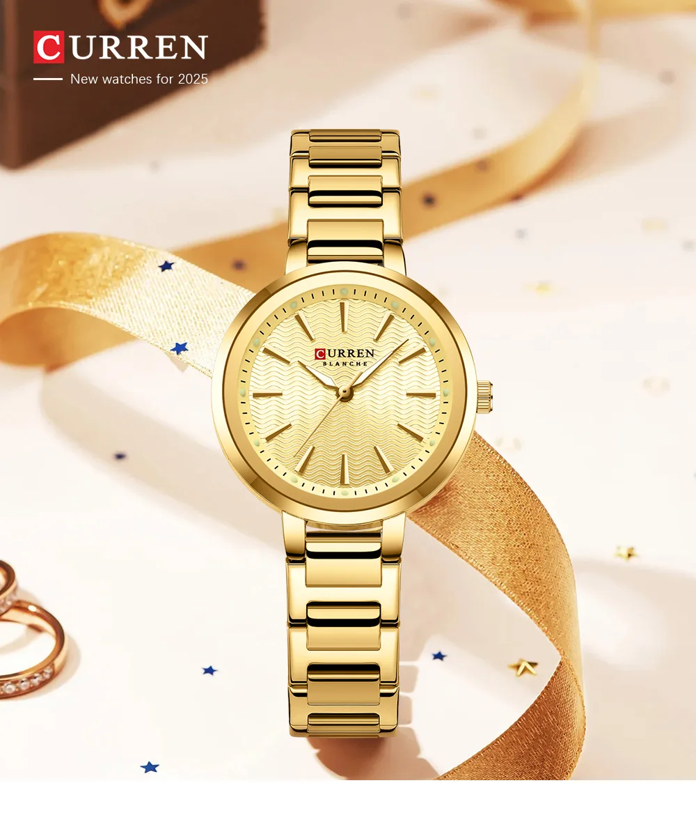 CURREN 9109 Luxury Fashion Luminous Hands Women Wristwatch Stainless Steel Strap Waterproof Watches Quartz Movement Top Watch