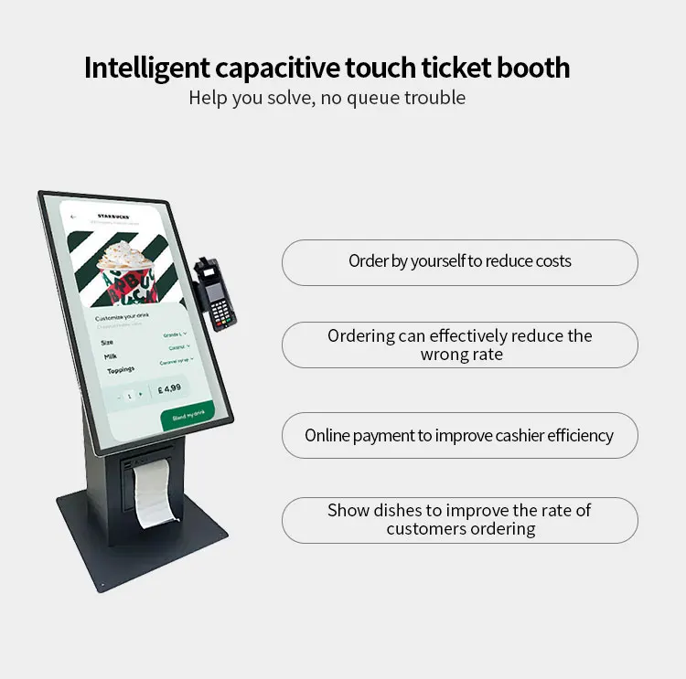 15.6 pollici kiosco POS self-service con touch screen - sistema di ordinazione e pagamento al dettaglio di fast food 1