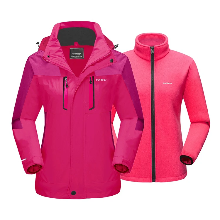 2021 Womens 3 In 1 Ski Jackets  Winter Warm Coats Outdoor Water Resistant Fabrics Windproof Fleece Jackets and Coat