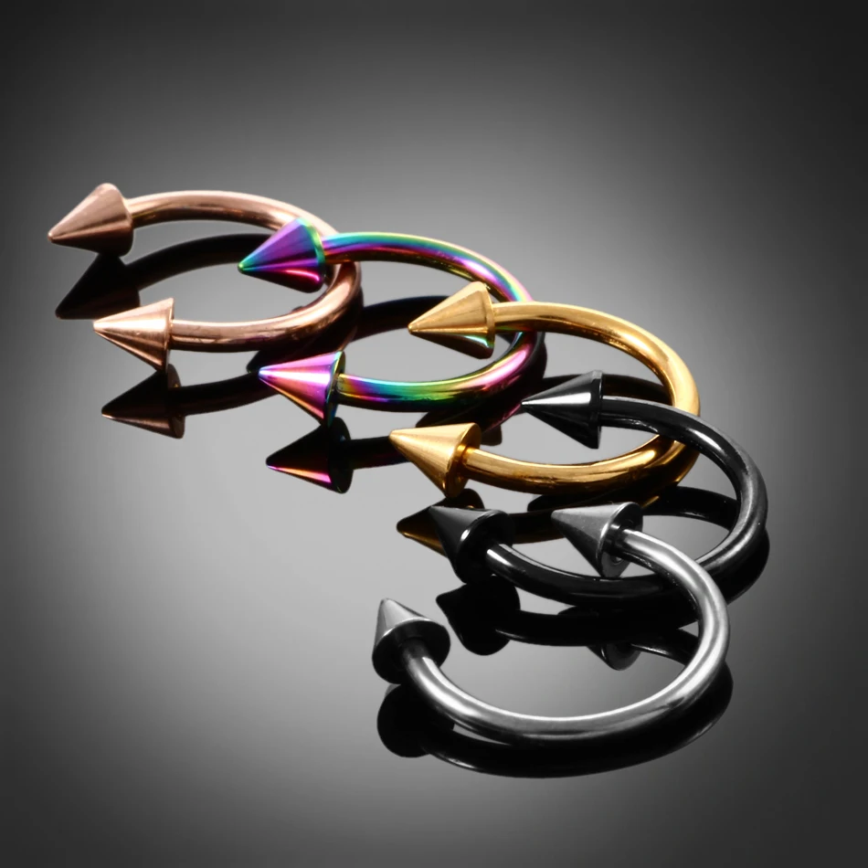 1pc Horseshoe Nose Ring Internal Thread Circular Septum Nose Hoop Ball