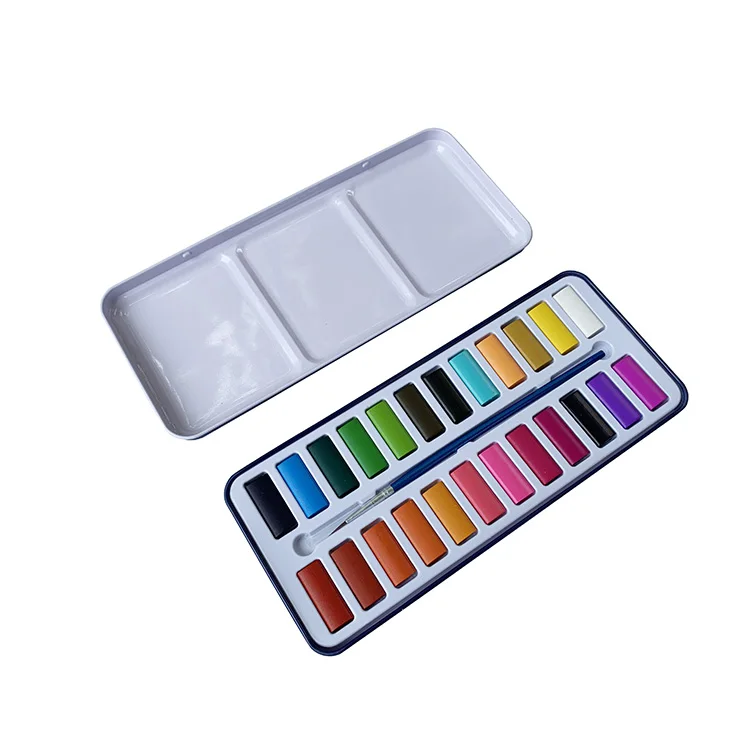 Portable Sketchbook Superior Colors Solid Watercolors Paint Set With Watercolor Brush Pen