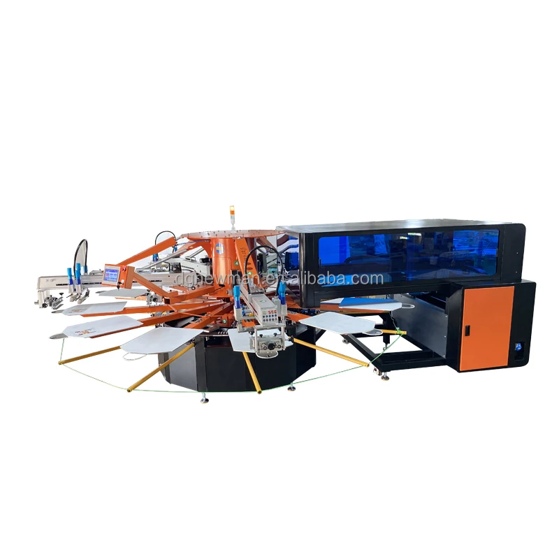product 4 color 12 station hybrid digital automatic t shirt silk screen printer with 4pcs auto ir flash dryer with sensor-5