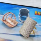Micro Pave Cave Gold Jewelry Pave Micro Pave CZ Punk Cave Cocktail Women Finger Ring 18K Vermeil Gold Jewelry