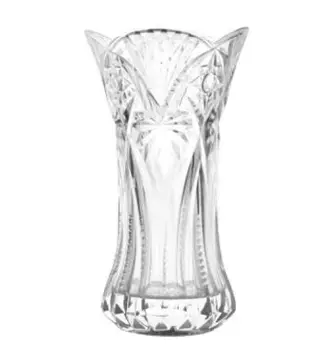 Transparent glass vase with patterns of sun and flowers for home and restaurants