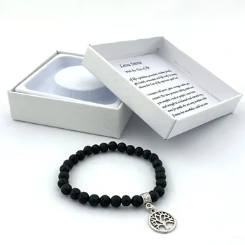 Fashion jewelry hand made gemstone bangle Rock Crystal Lava Stone tree of life Mother of Pearl gemstone bracelet gift box