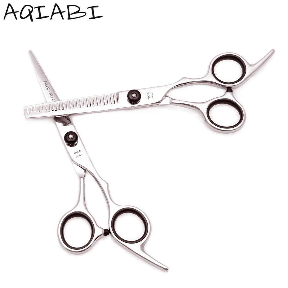 Hair Scissors 6'' 6.5&quot; AQIABI JP Steel Hair Cutting Scissors Thinning Shears Hairdressing Scissors Black Screw A1001