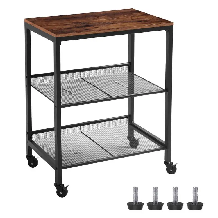 Wholesale Custom Kitchen Cart Rolling Metal Utility Cart Serving Bar Trolley on Wheels with Basket for Organizer Storage Trolley