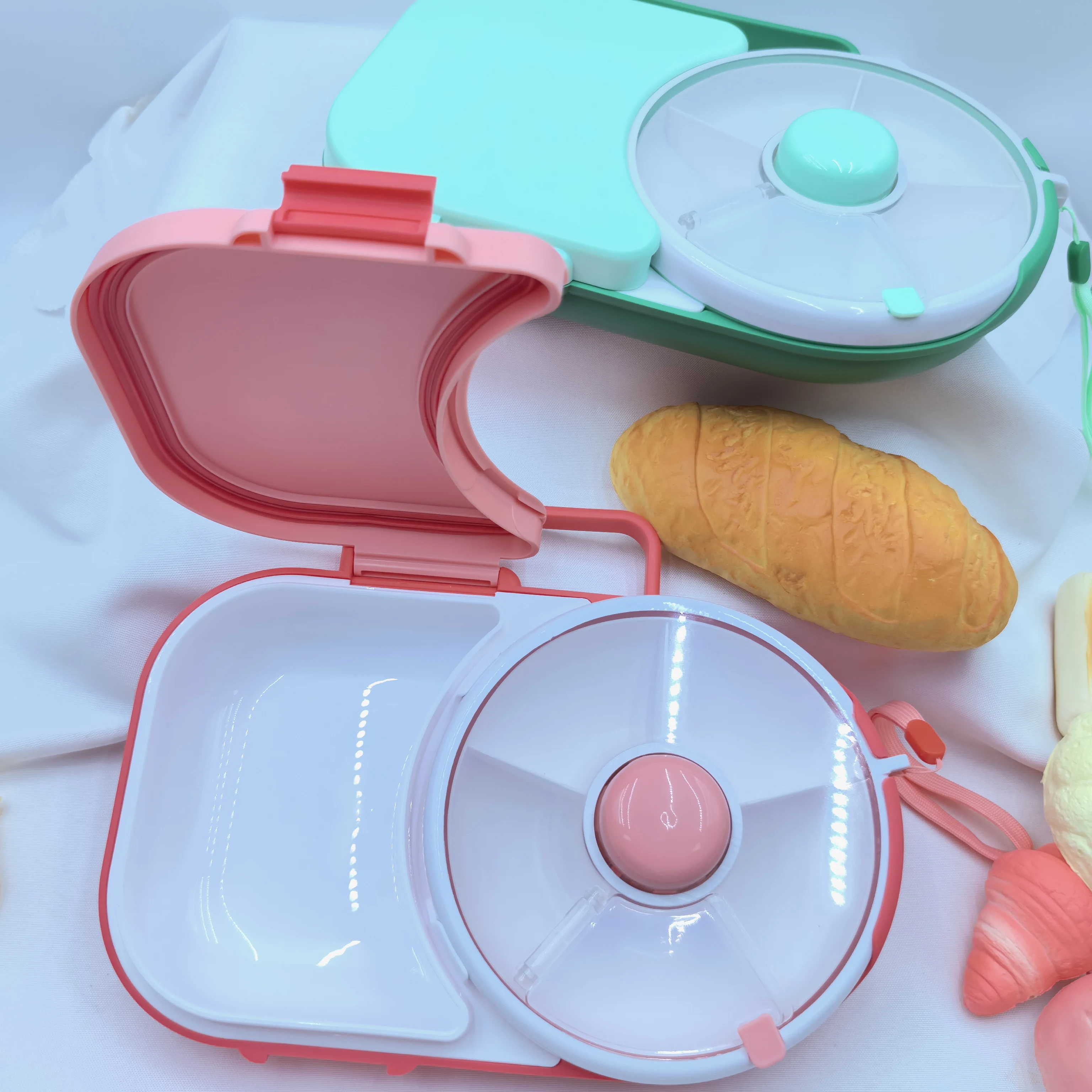 2024 Hot 6 Compartments Leak-Proof BPA-Free Grade Colorful PP Kid's Lunch Box Cutlery Microwavable Heatable Heatable Included