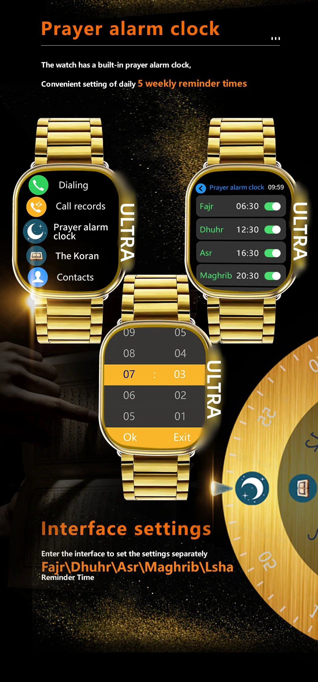 Islam Muslim Worship Smart Watch Built In Quranic Music Smartwatch