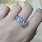 Diamond Ring Luxury Hip Hop Iced Out Bling Pear Square CZ Diamond Love Promise Wedding Engagement Ring