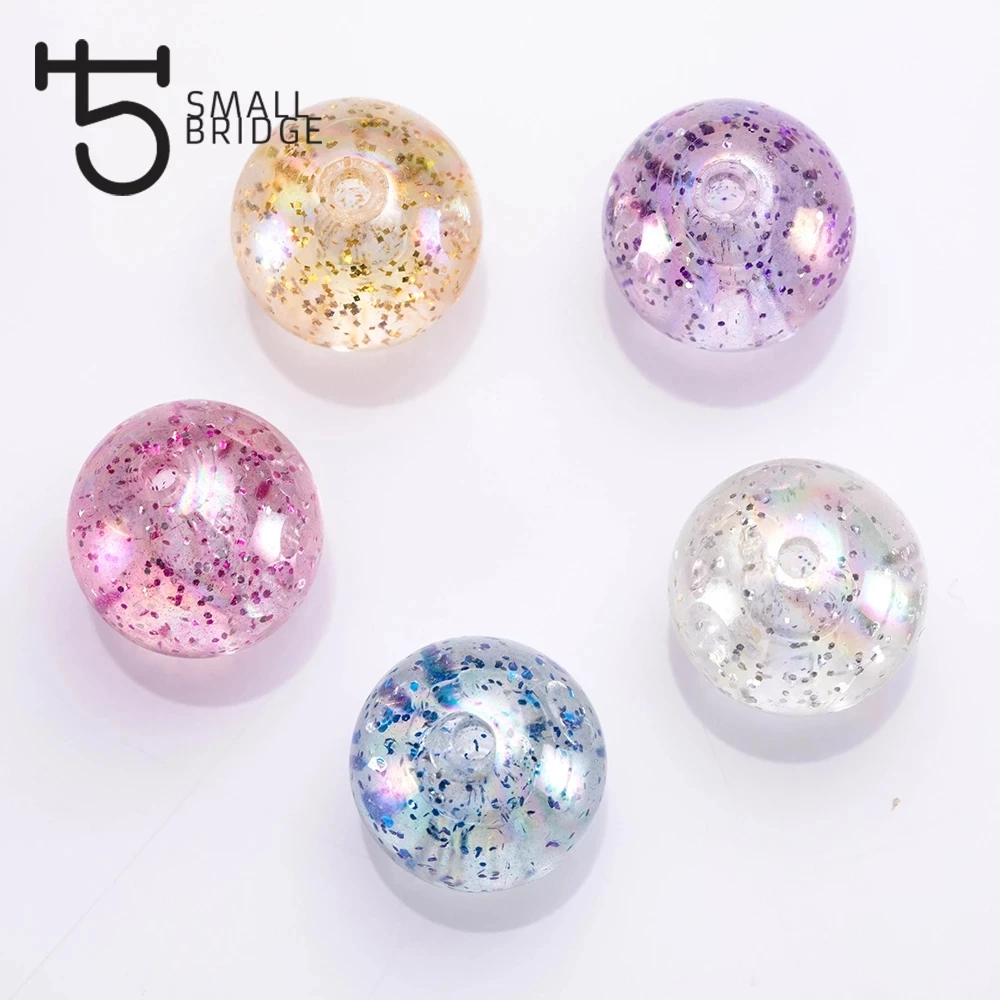 product 20mm large mixed color round resin beads jewelry making diy accessories material with hole spacer glitter beads wholesale-33