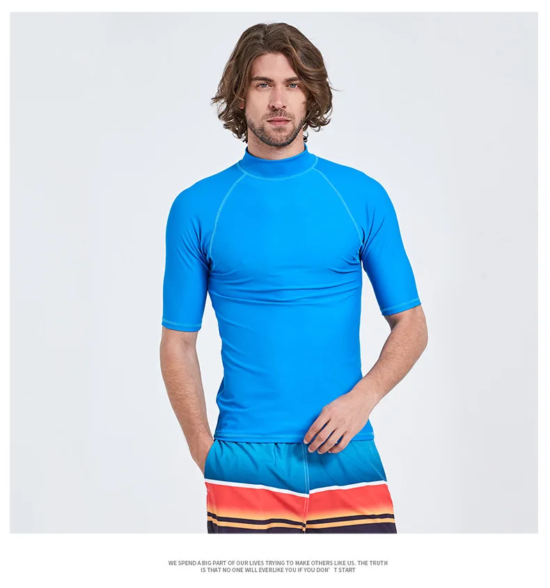 Low Quantity short sleeve upf 50+ men's rash guard manufacturer man rash shirt surf swimwear for surfing or Swimming