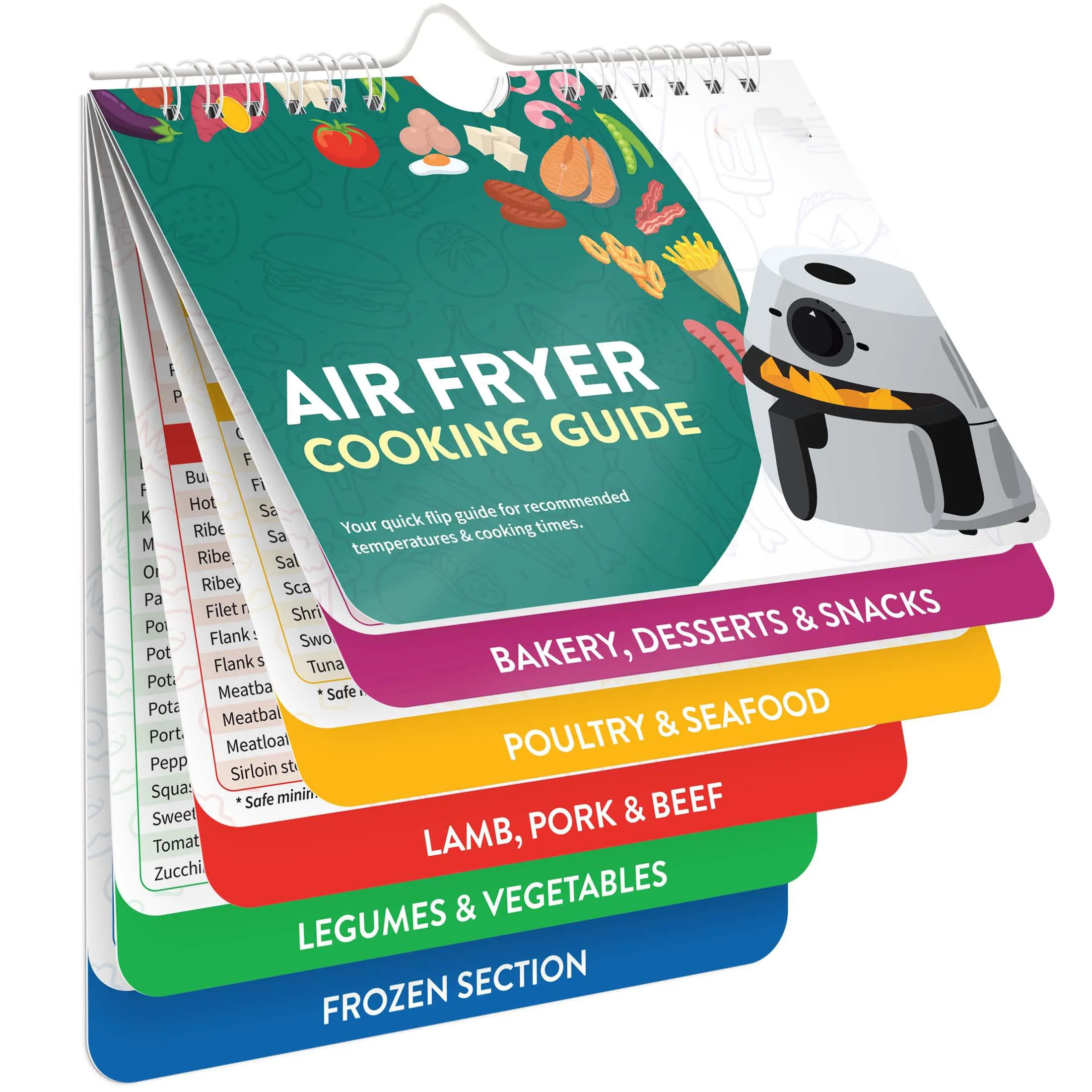 Air Fryer Cheat Sheet Magnets Cooking Guide Booklet Magnetic Cheat Sheet Set Cooking Times Chart Cookbooks Instant Modern