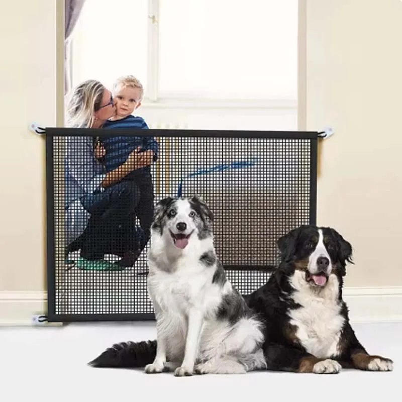 Pet Isolated Network Stairs Gate Pet Dog Barrier Fences With 4Pcs Hook New Folding Breathable Mesh Playpen For Dog Safety Fence