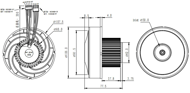 Centrifugal Blower, 24VDC, 25000rpm, 7kpa - detail 10