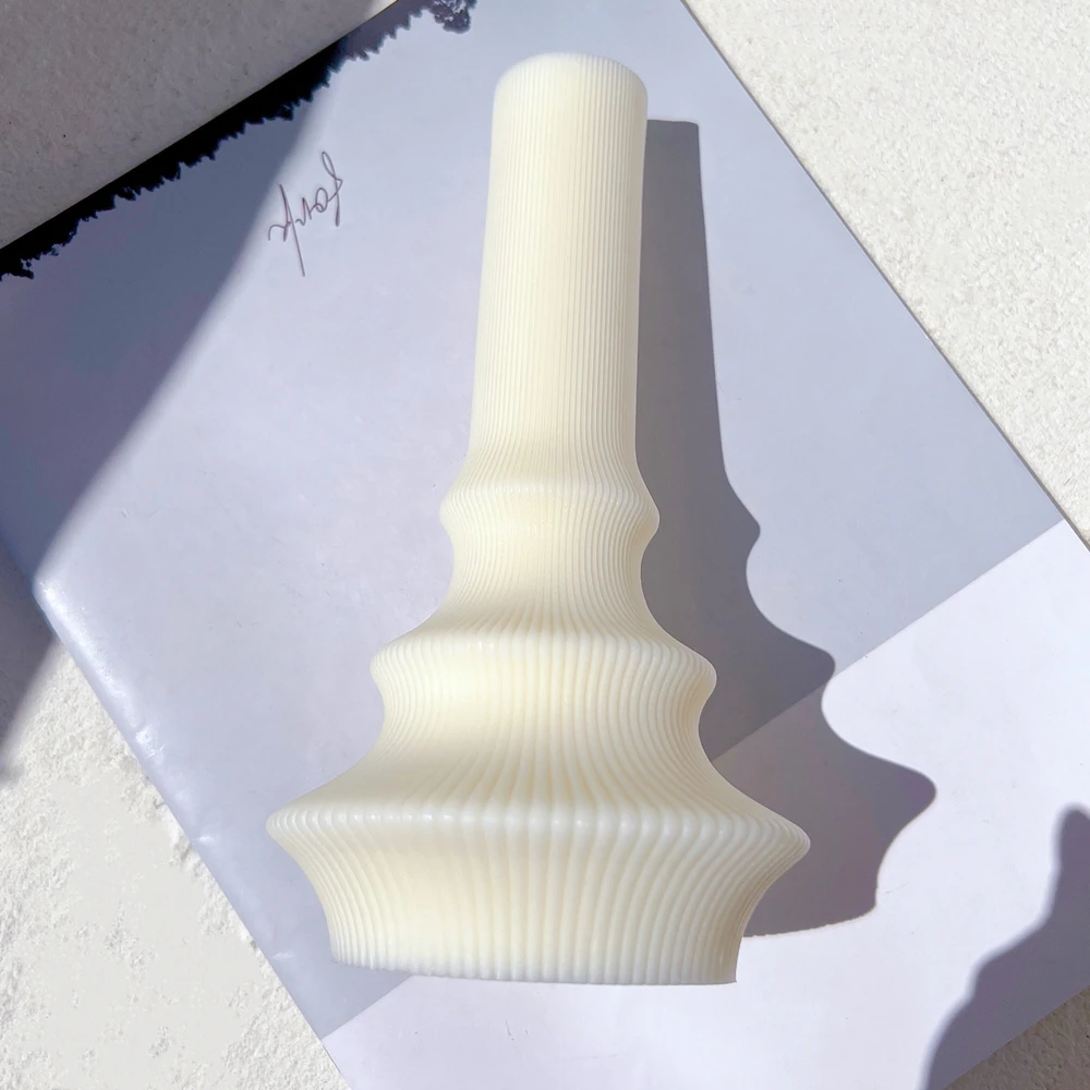 Cylindrical Tall Pillar Candle Molds Ribbed Aesthetic Taper Silicone