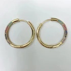 Earrings Drop Hot Sale CZ Circle Hoop Earrings Female Round Statement C-shaped Drop Earrings Wedding Jewelry 2021