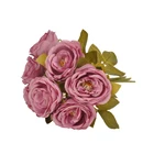 Rose 7 Heads Autumn Colorful Artificial Rose Bouquet For Bride