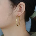 14k Gold Hoop Earrings Women New Trendy 18k 14k Big Open Chunky Gold Thick Plated Hoop Earrings For Women