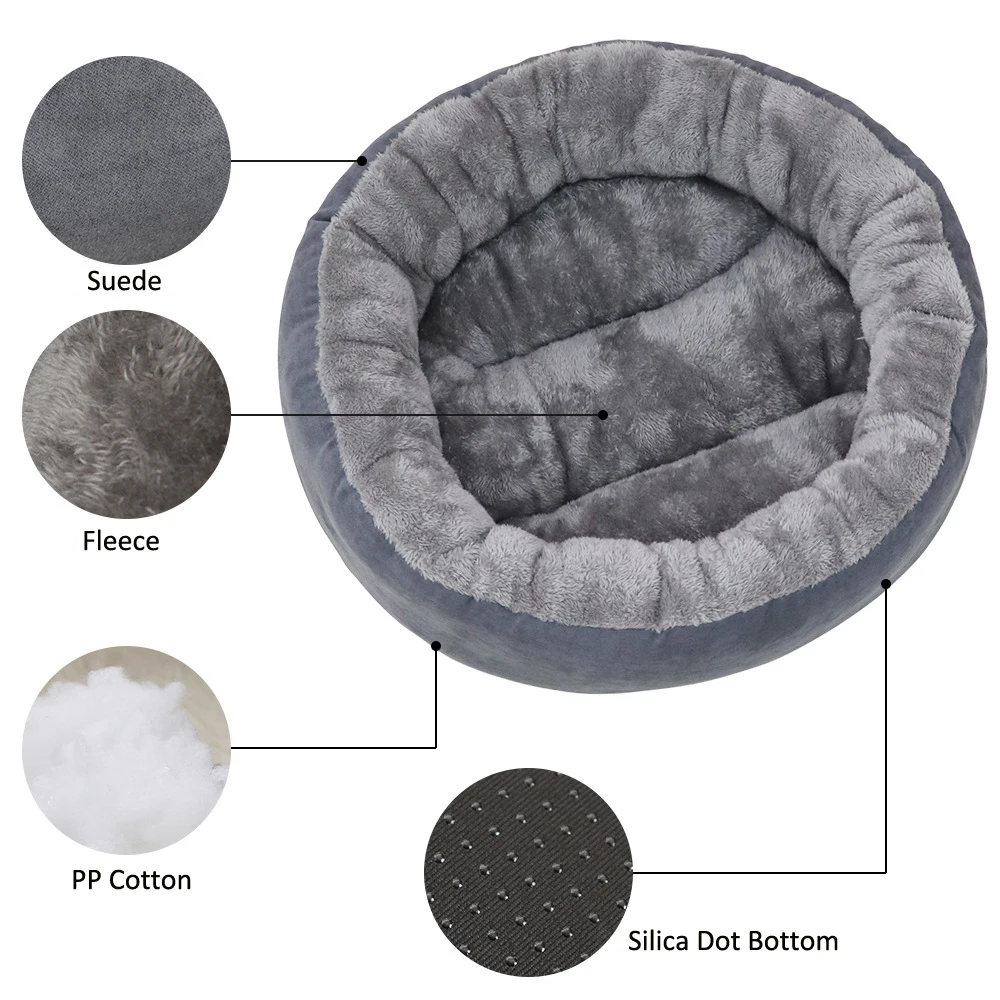 product hot selling wholesale plush suede fleece anti slip silica dot bottom eco friendly fleece donut dog bed-50