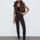 Jacket New Design Fall Winter Woman Faux Down Vest Quilted Lady Sleeveless Thick Puffer Jacket