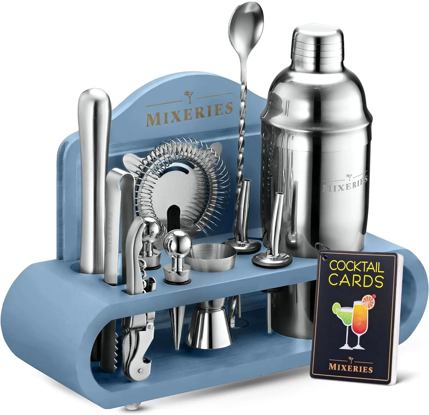 Hot sale stainless steel cocktail shaker set bar tools with stand cocktail bar supplies gift set