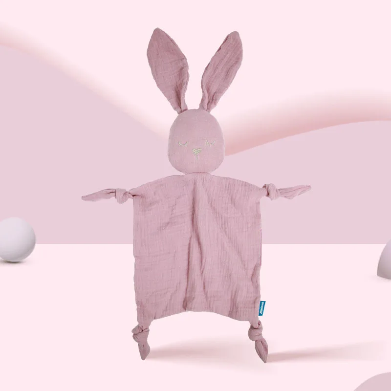 Wholesale Personalized Newborn Custom Bunny Lovey Security Moon Organic Muslin Blanket Muslin Baby Comforter Toy Blanket
