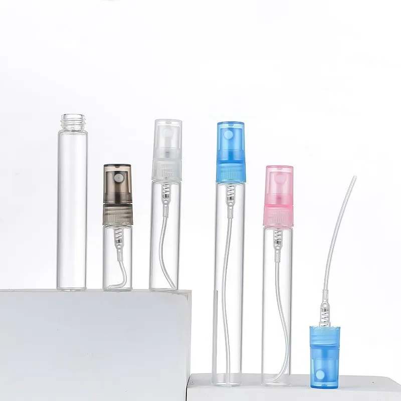 Fancy Luxury Wholesale Round 2ml 3ml 5ml 10ml Mini Empty Clear Spray Bottle Glass Perfume Sample Atomizer Tester Oil Packaging