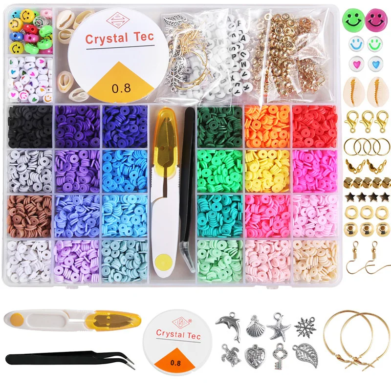 Hot Sale Polymer Clay Bead Kit Colorful Clay Beads For Bracelet Making Diy Clay Bead Set