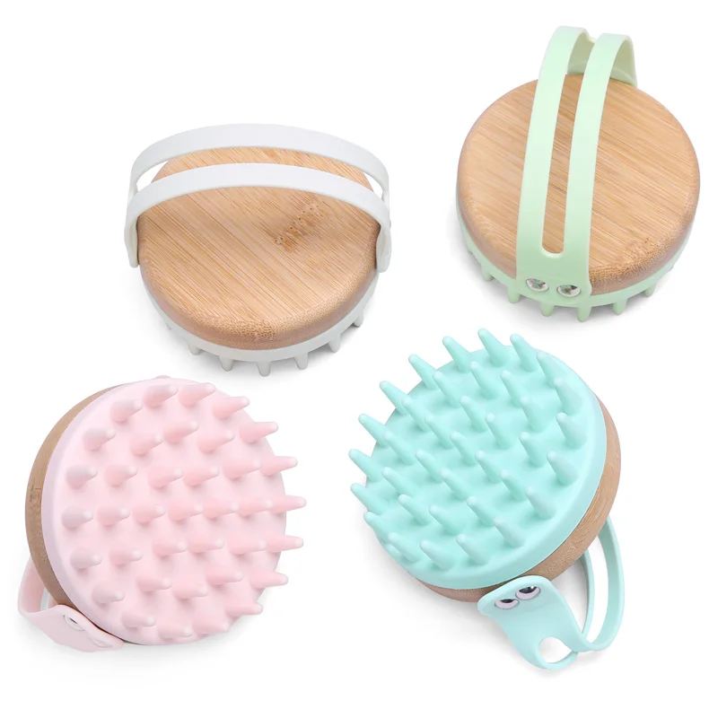Bamboo Pet Accessories Cat Pet Washing Grooming Tools Dog Massage Shower Bath Tools Silicone Hair Brush