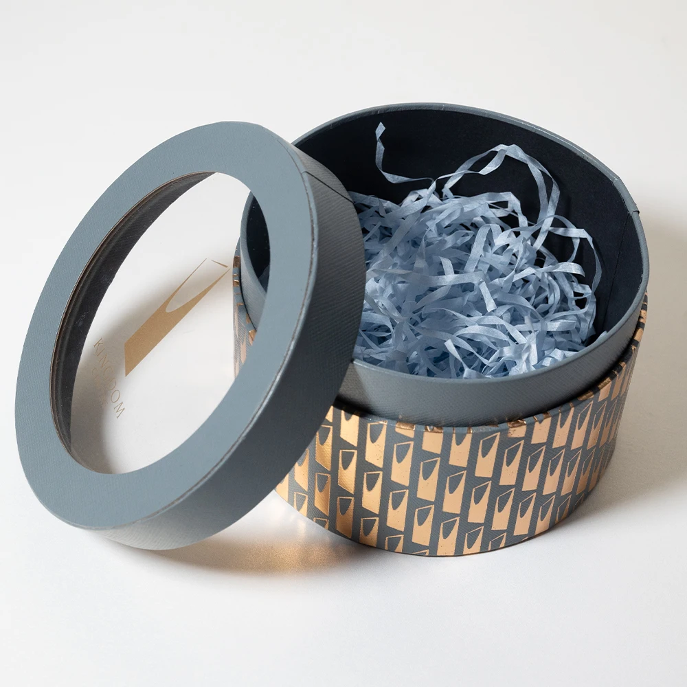 product new arrival gold foil stamping transparent pvc window lid and base makeup paper perfume cylinder box packaging-43