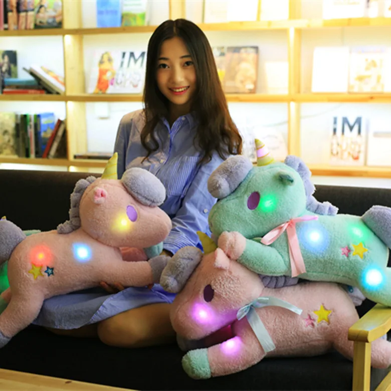 MB1 Factory 55cm Light Up Toy Stuffed Animal Baby Luminous Unicorn Plush Toy With Grow Electronic Led Unicorn Toy