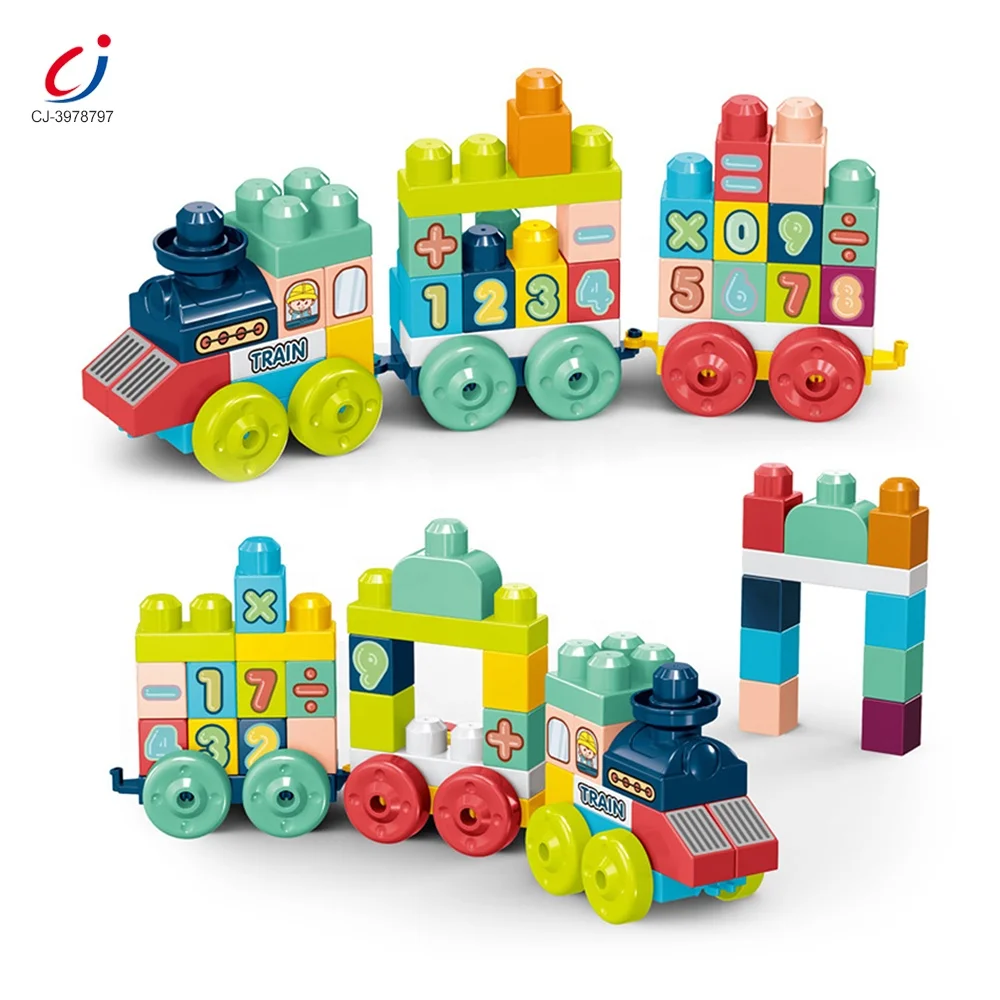 Chengji education creative 55PCS buckets number train toy plastic block assembled building blocks educational toys set for kids