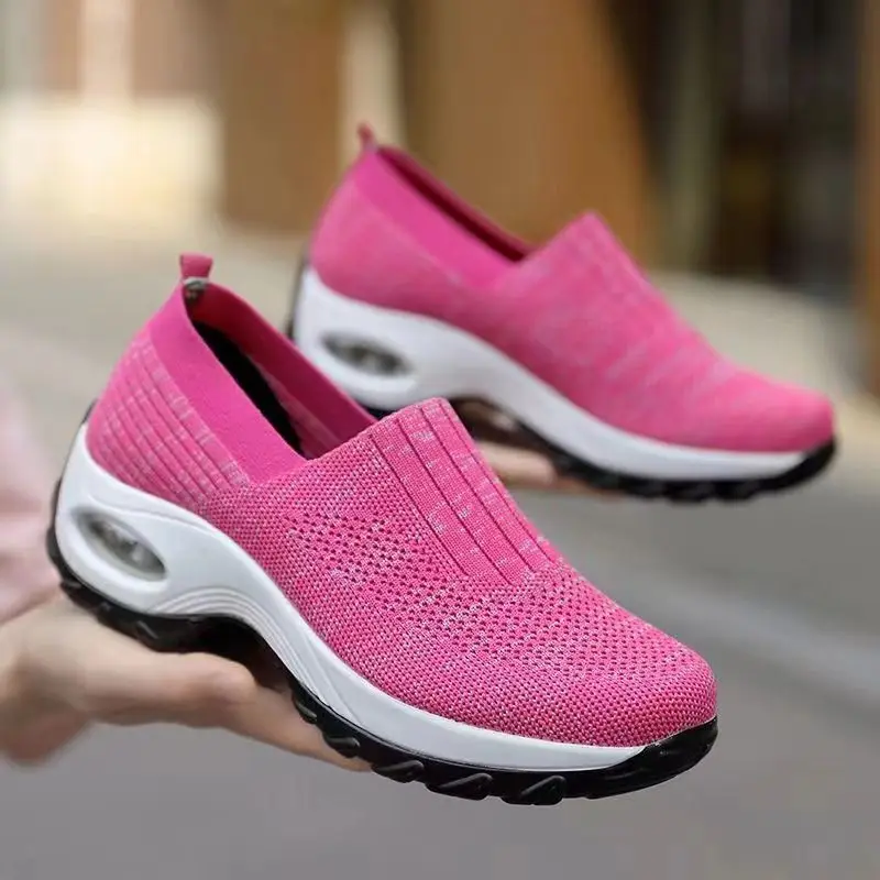 Fashion Light Weight Breathable Hard-Wearing Anti-slip walking Breathable Women'S Sports Shoes