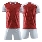 Football Factory Direct Selling Team Training Football Red Soccer Jersey Black Shorts For Sports Wear