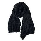 Black Scarf Hotsale Winter Black Thick Warm Soft Feeling 100%polyester Chenille Scarf For Women And Men