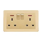 Socket Electric MACVY Brand High Quality UK Standard Double Switched Double Socket Outlet 250V 13A Electric Wall Socket