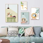 For Modern Watercolor Animal Wall Art Framed Minimalist Wall Art Paint For Children For Baby Room Nursery Decoration