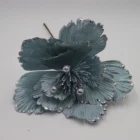 Flowers Classic Fabric Xmas Poinsettia Flowers Stem With Glitter For Christmas Tree Decor Wholesale