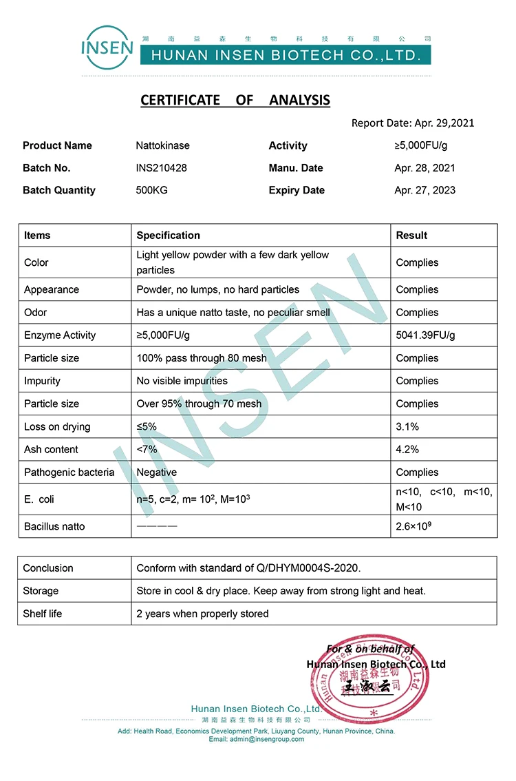 Insen Supply Most Competitive Price Nattokinase Extract