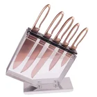 5 Set Kitchen Knife Set In Block Rose Gold Color 5 Pieces Stainless Steel Anti-rust Kitchen Knife Block Set In Stock