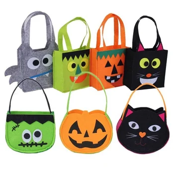 Felt Halloween Candy Totes Bags Gift Handbag Basket Buckets for Kids Halloween Home Party