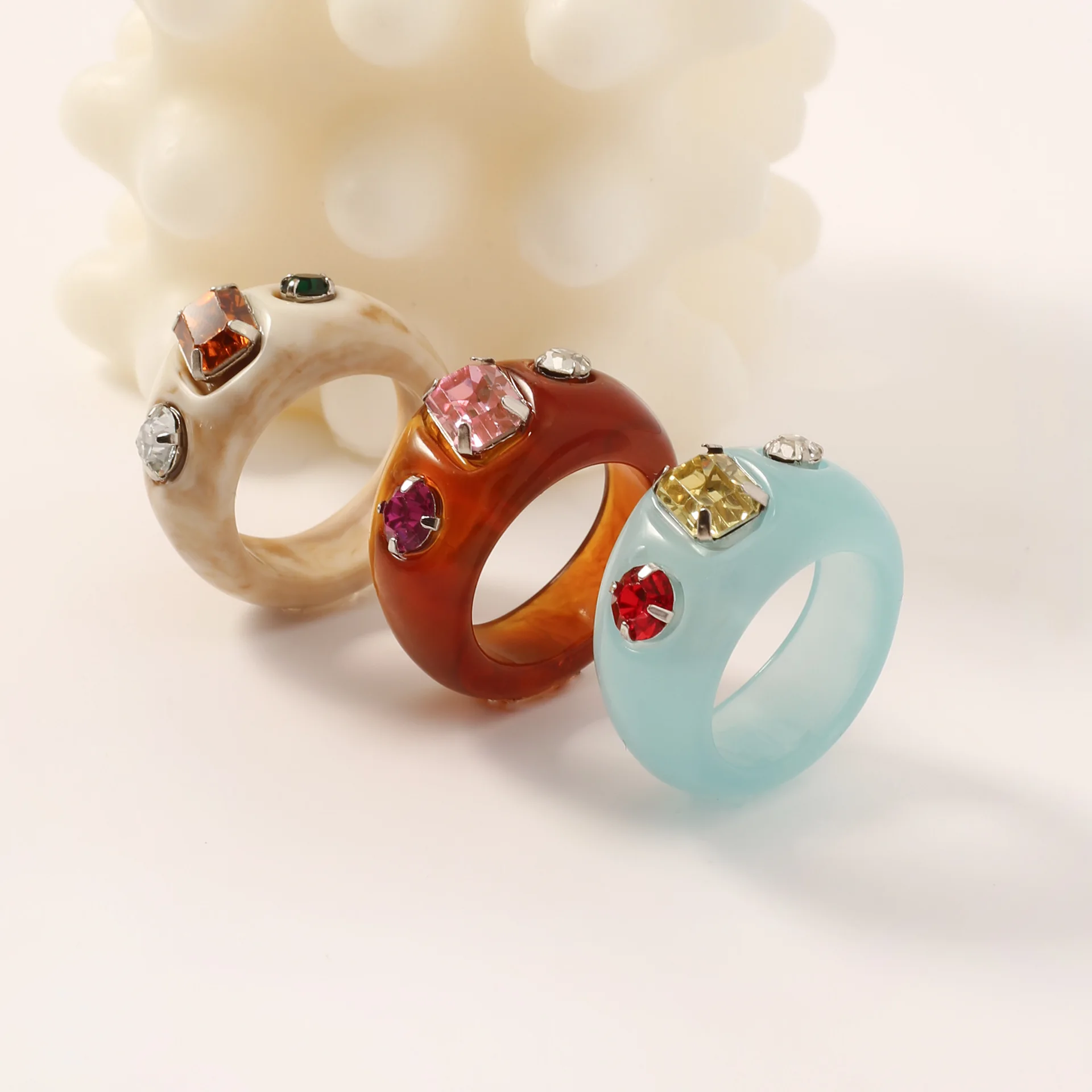 Korean Trendy Versatile Gemstone Ring For Girls Niche Design Vintage